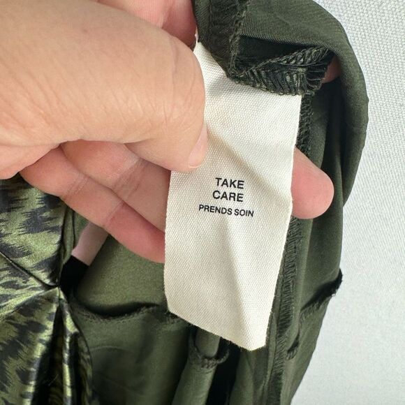 Avec Les Filles Print Slip Dress- Olive Abstract- Size L- NWT - Picture 5 of 8